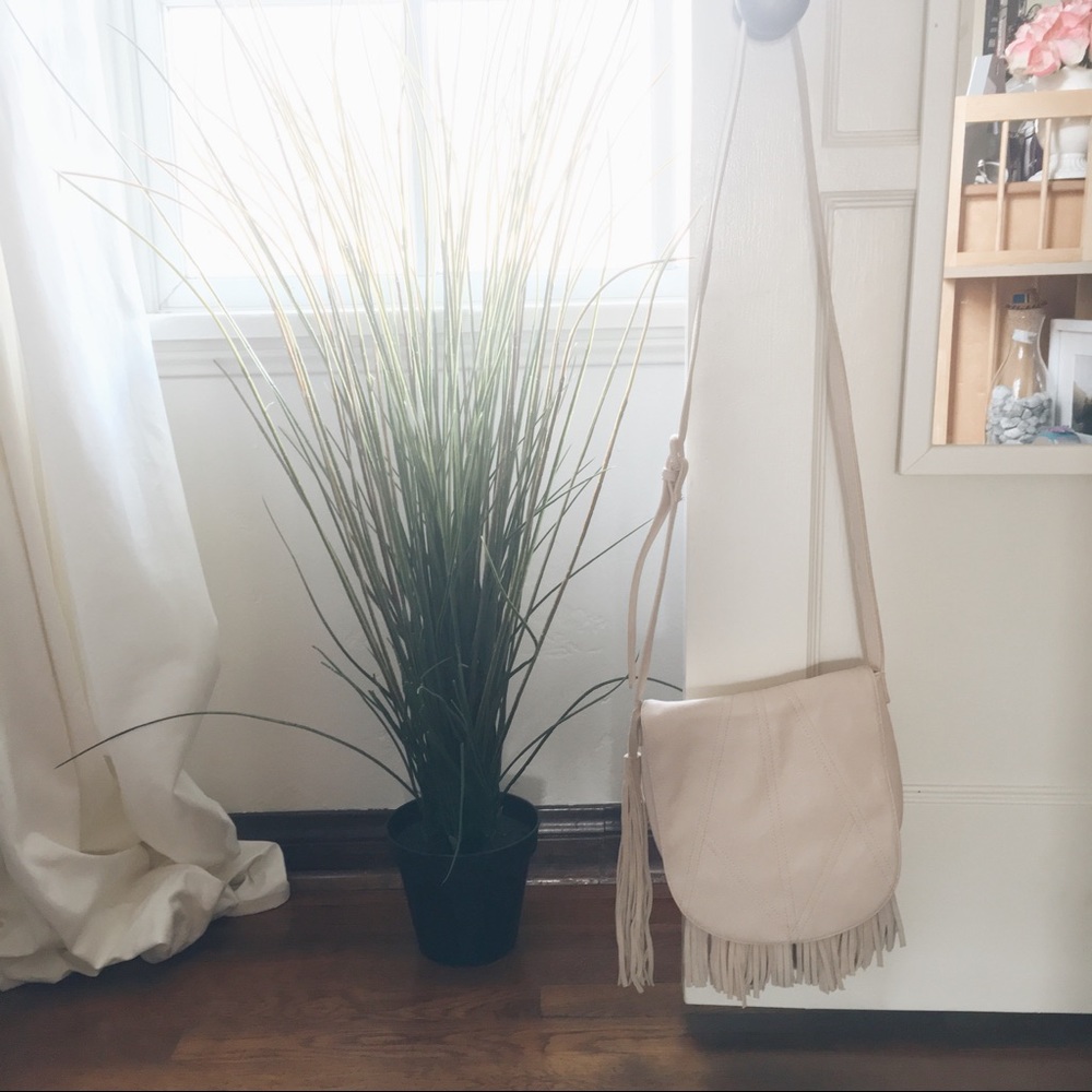Beige Shoulder Fringe Bag